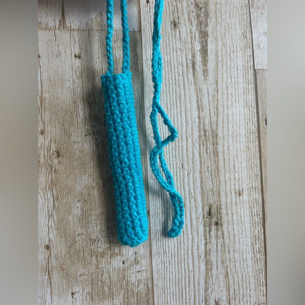 Handmade Blue Crochet Necklace Pen Holder